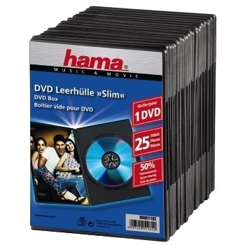 Hama DVD Slim Box - Slim Jewel Case für Speicher-DVD - Kapazität: 1 DVD - Schwarz (Packung mit 25), Ansicht 2