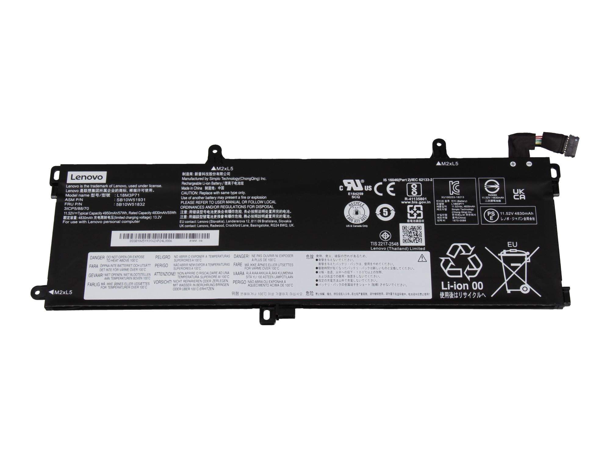 Lenovo LG Chem - Laptop-Batterie - Lithium-Ionen - 3 Zellen, Ansicht 2