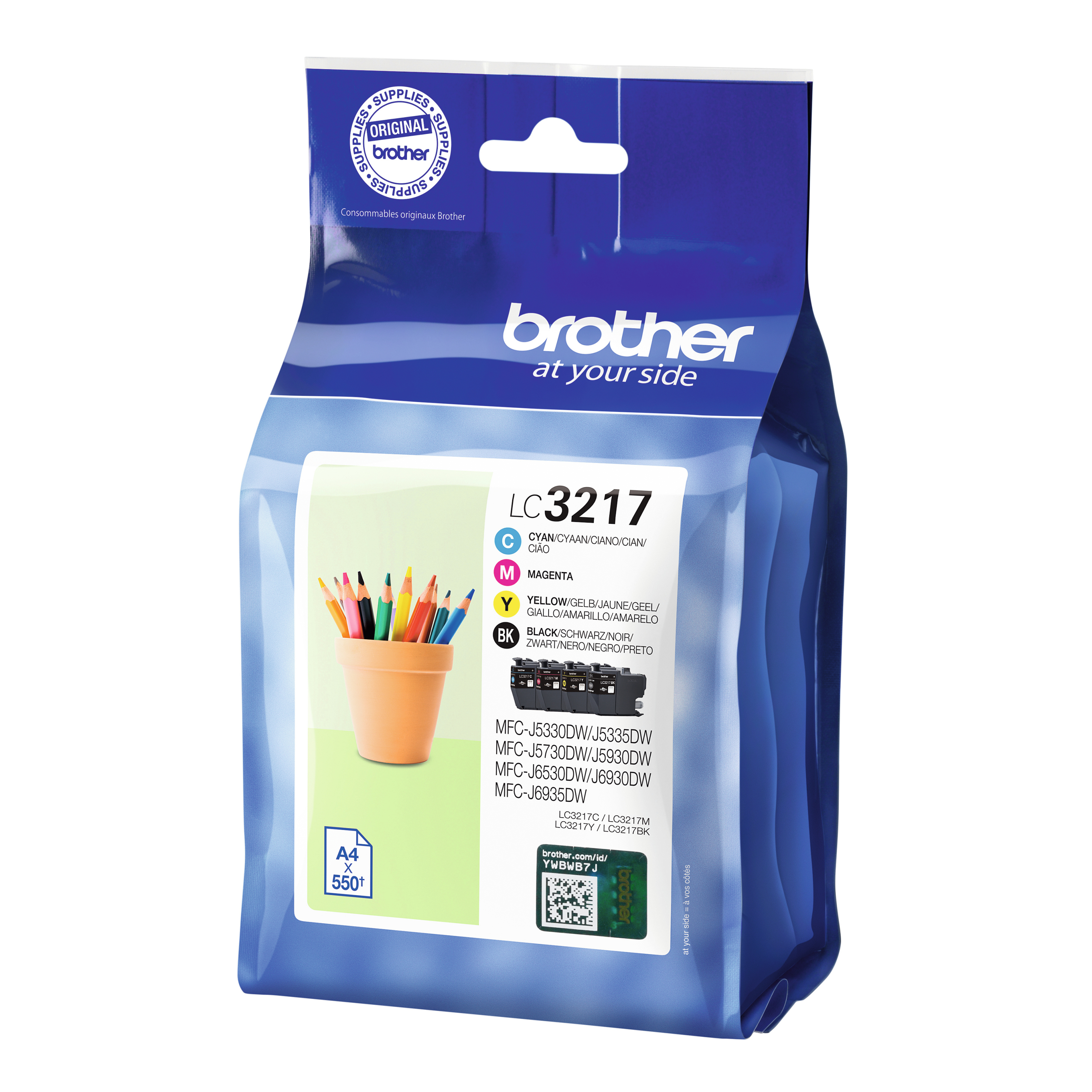 Brother LC3217 Value Pack - 4er-Pack - Schwarz, Gelb, Cyan, Magenta, Ansicht 4