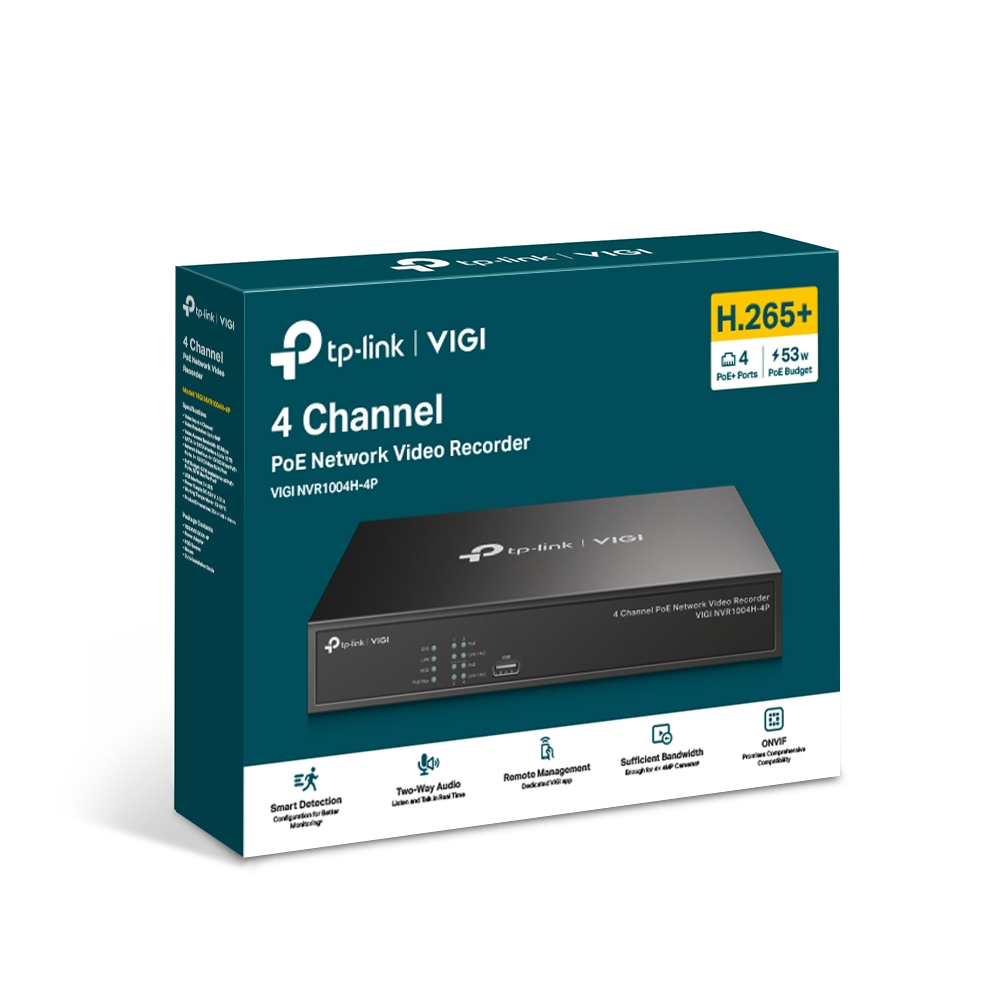 TP-LINK VIGI NVR1004H-4P V1 - NVR - 4 Kanäle - netzwerkfähig, Ansicht 4
