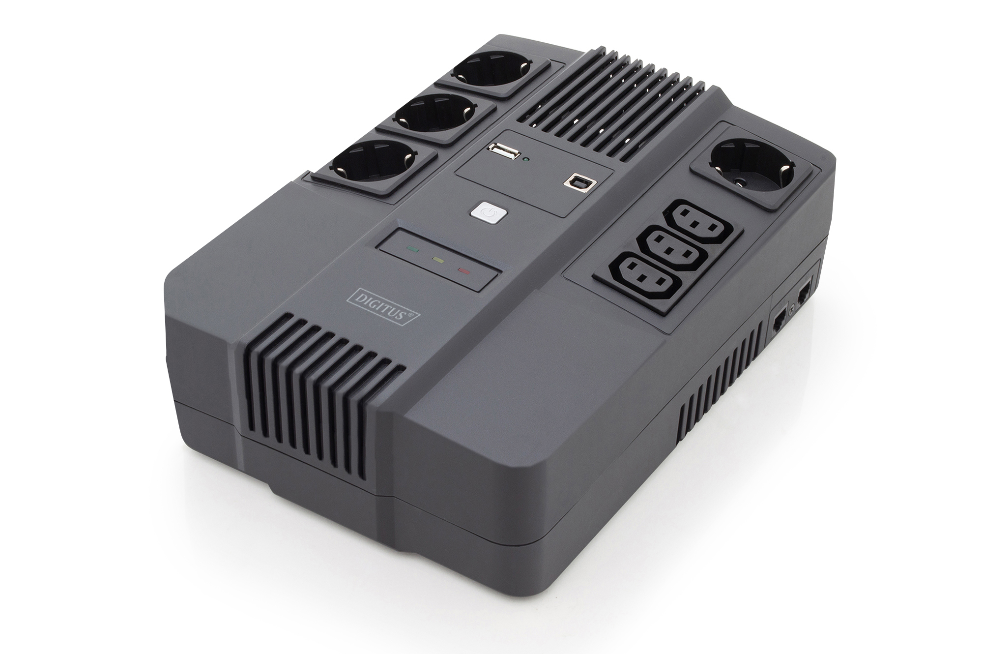 DIGITUS All-in-One USV, 600VA/360W, LED, Line-Interaktiv, 0,6 kVA, 360 W, Sine, 162 V, 290 V