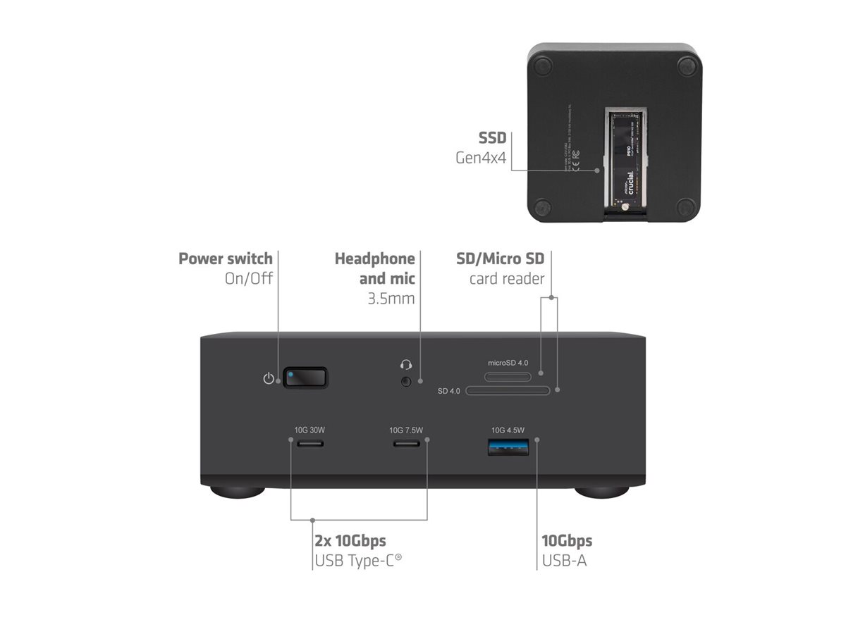 Club 3D Dockingstation 13-1 Thunderbolt 5 - M.2 SSD 2x HDMI, Ansicht 3