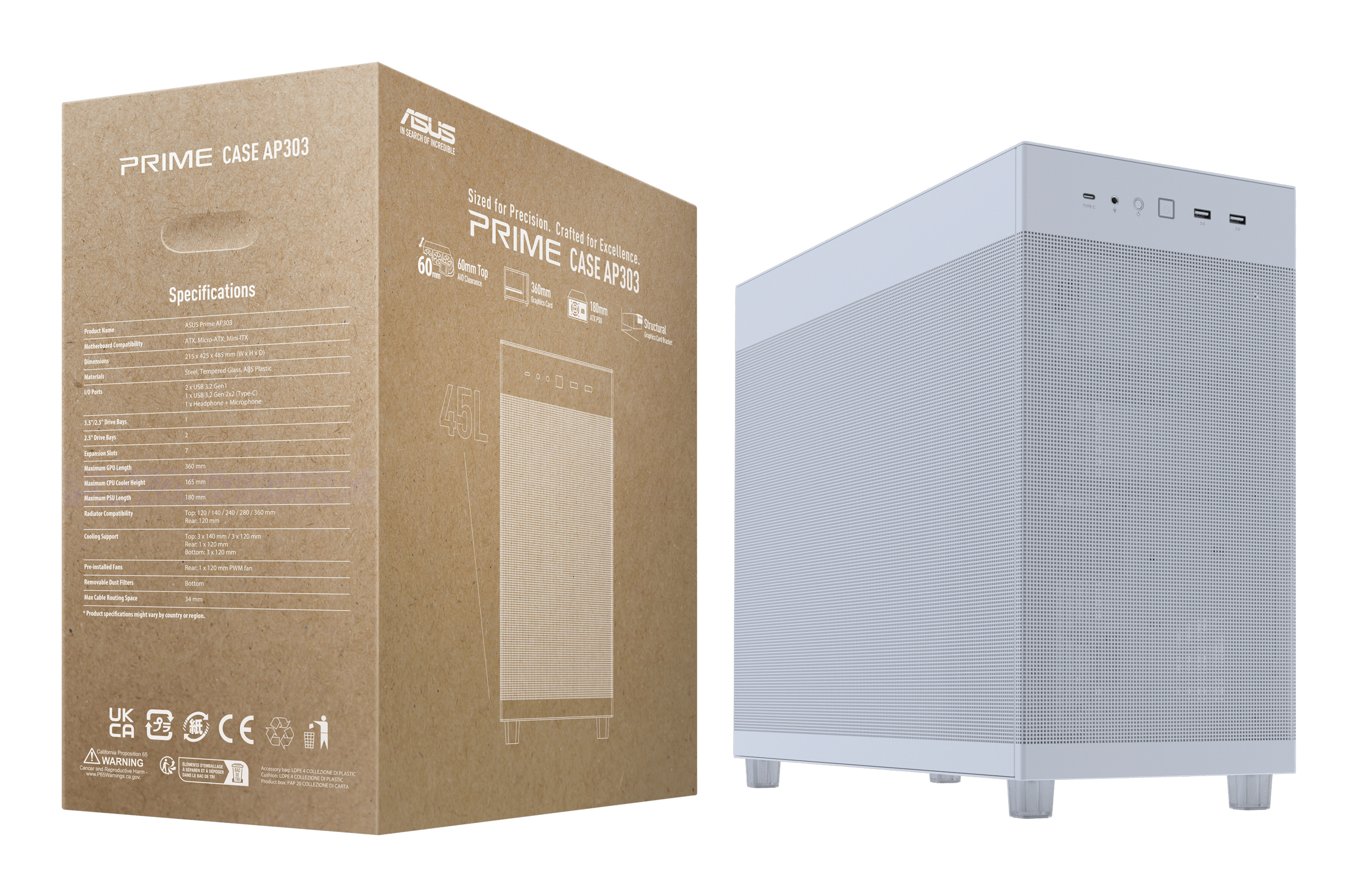 ASUS Prime Ap303 Mesh White - Midi/Minitower - ATX, Ansicht 4