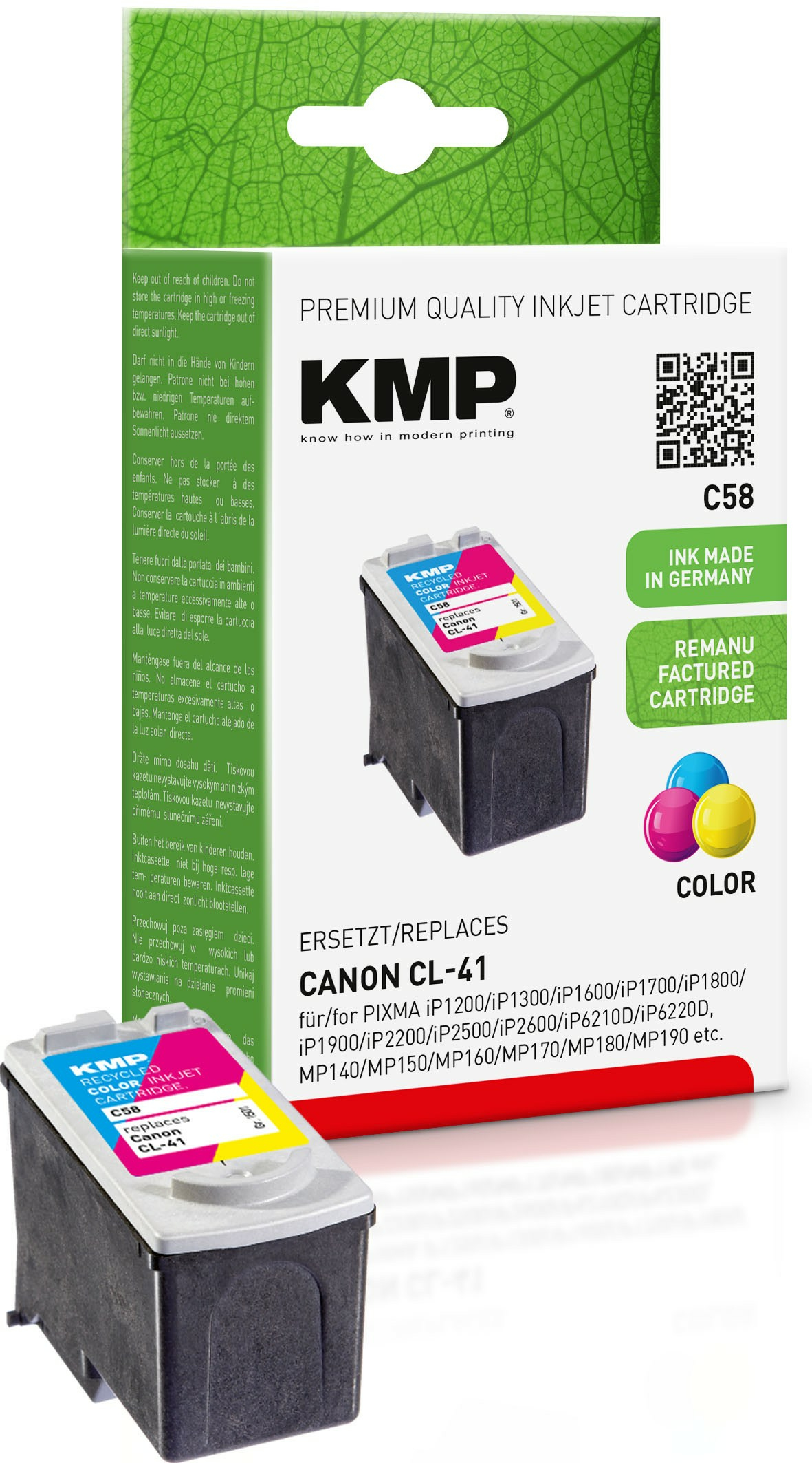 KMP C58 - 12 ml - Farbe (Cyan, Magenta, Gelb) - kompatibel - Tintenpatrone (Alternative zu: Canon 0617B001, Canon CL-41), Ansicht 3