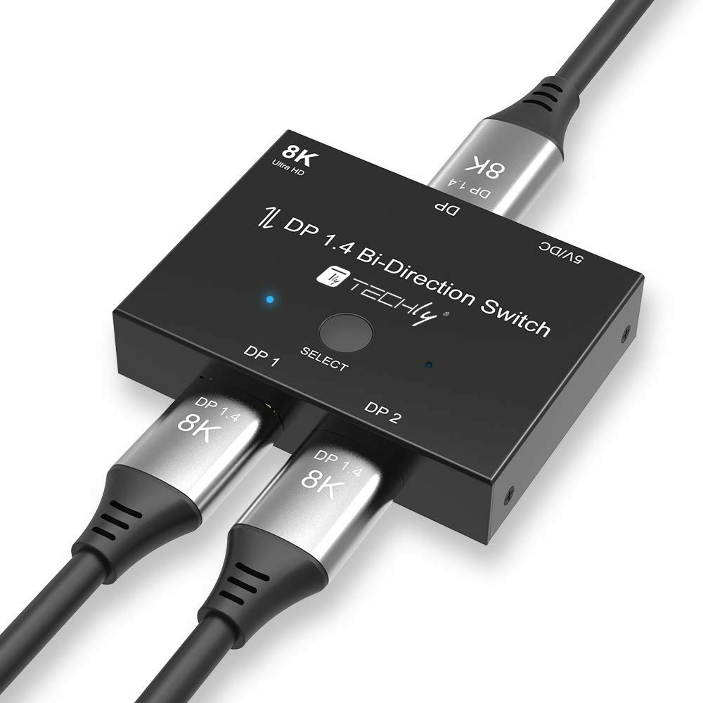 Techly Bidirektionaler Switch 8K DP1.4 Displayport Splitter - Displayport-Eingang, Ansicht 4
