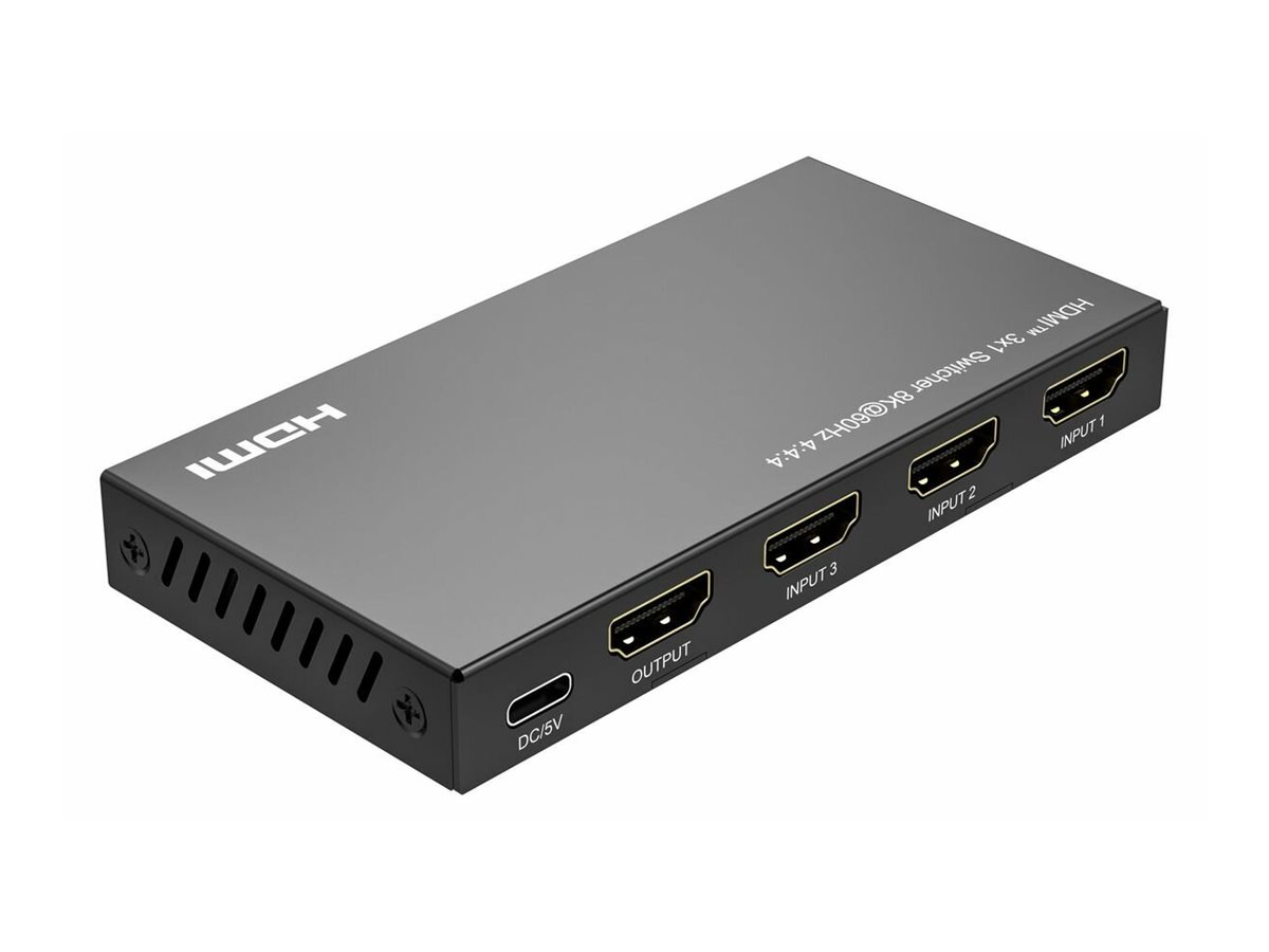 MicroConnect 8Ka60Hz HDMI Switch 3x1 HDCP 2.3 w/Remote control, Ansicht 3