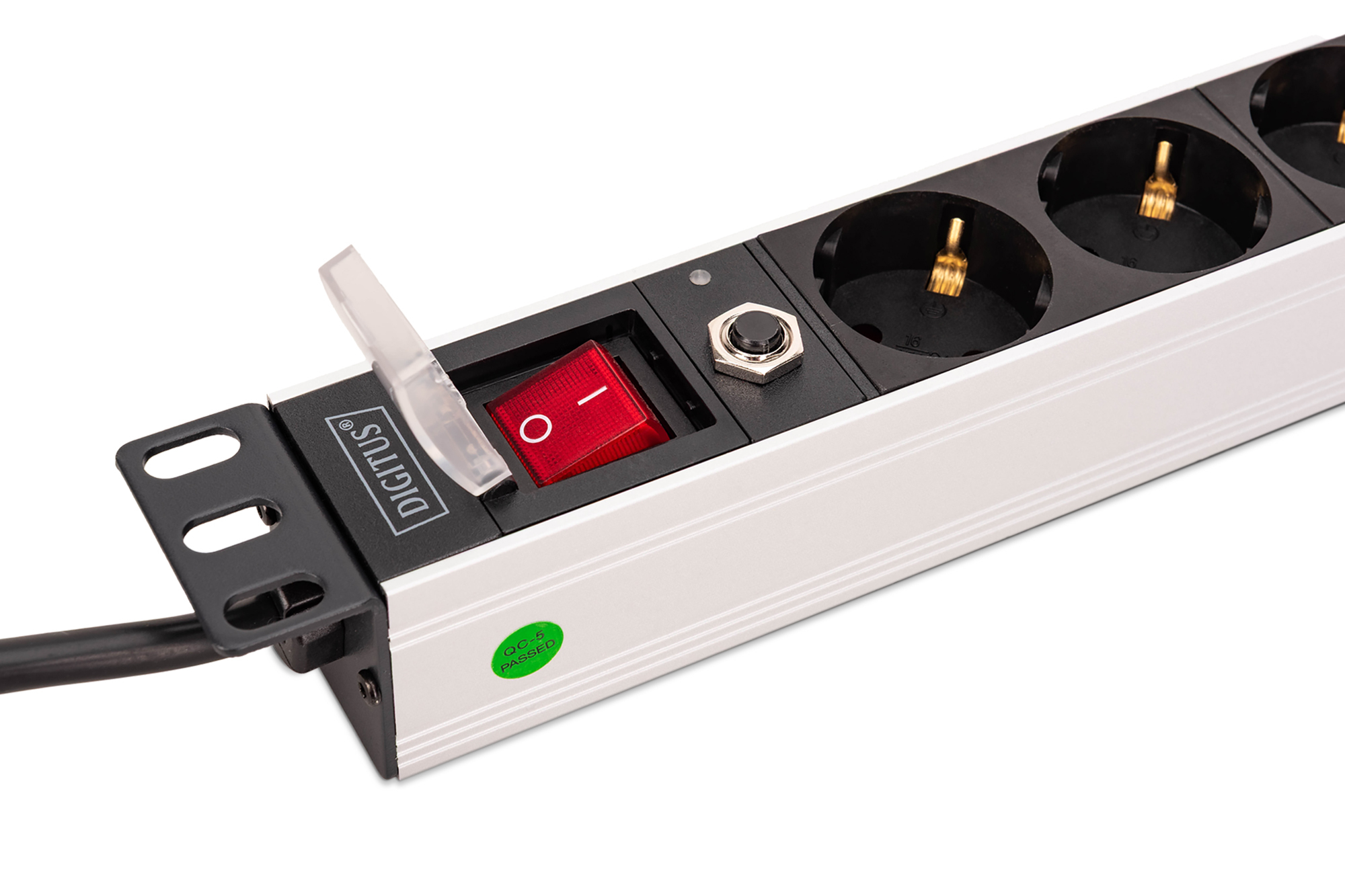 DIGITUS 1U Alu PDU Rackmount 7x Sicherheit+ 1x Ausgang - Steckdosenleiste - 2 m, Ansicht 2