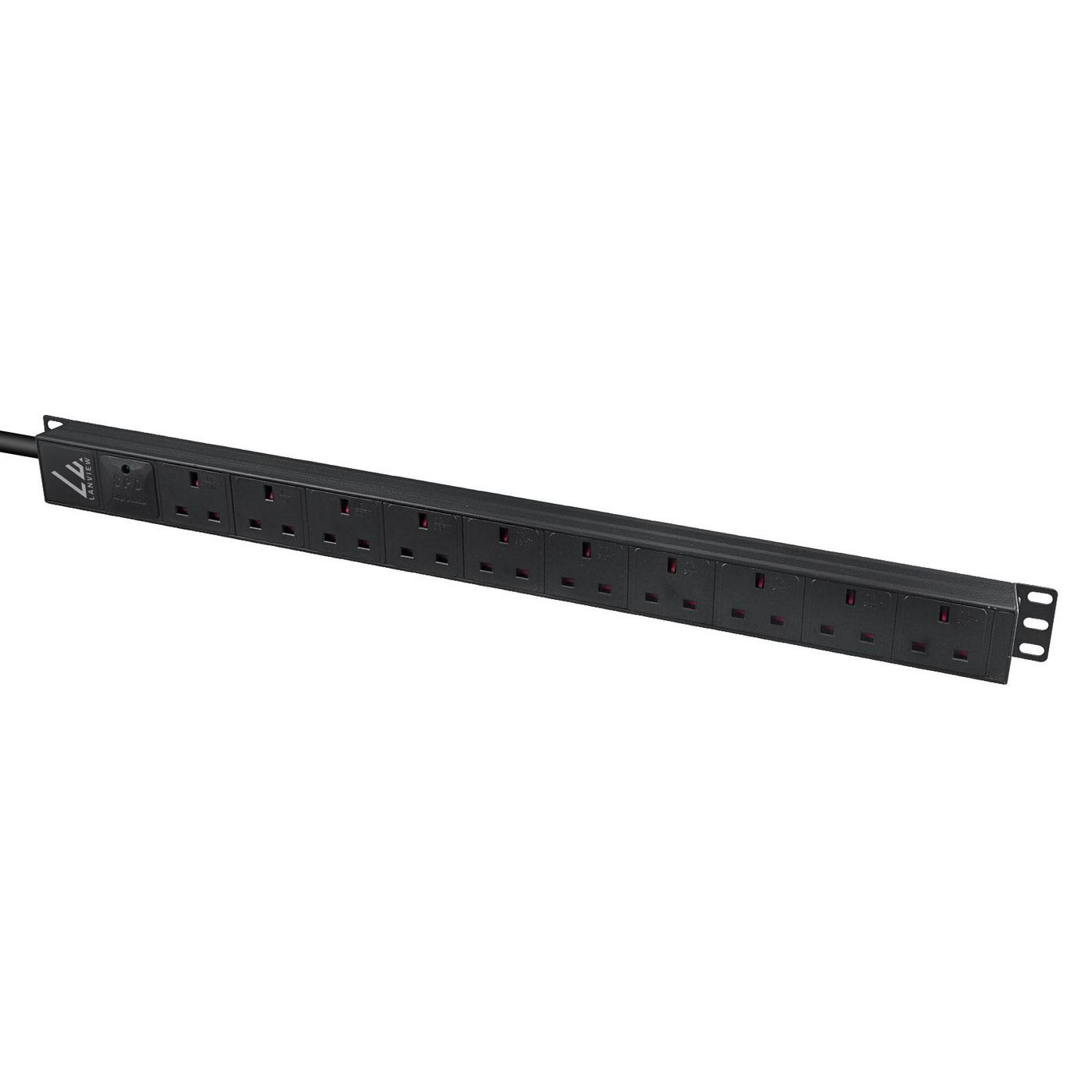 Lanview UK Rack mount power strip 1. 13A with 10x socket - Rackbefestigung, Ansicht 3