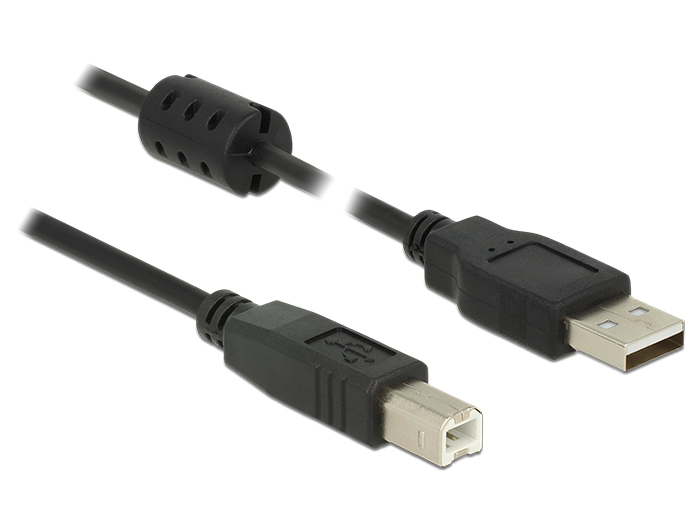 Delock 0.5m, USB 2.0-A/USB 2.0-B, 0,5 m, USB A, USB B, USB 2.0, Männlich/Männlich, Schwarz