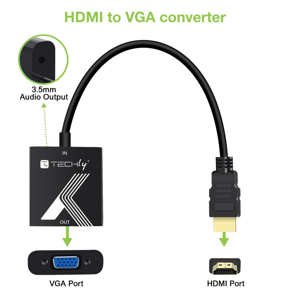 Techly HDMI/VGA Konverter mit Audio 0.1m - Audio/Multimedia - Digital/Display/Video, Ansicht 4