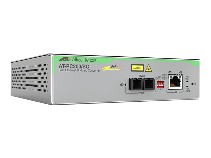 Allied Telesis AT PC200SC - Medienkonverter - 1GbE - 1000Base-T 100Base-FX 100Base-SC 100Base-TX 10Base-T - SFP (mini-GBIC)