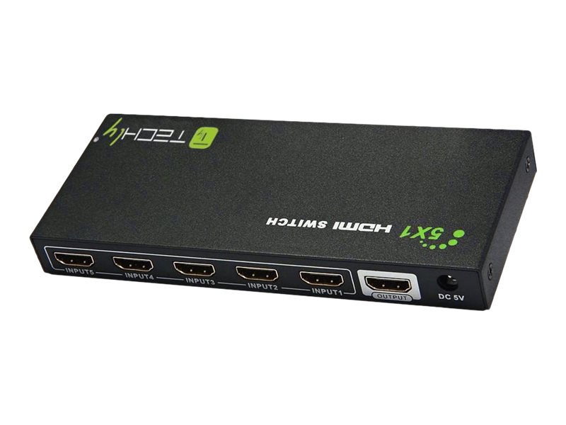 Techly 5 IN 1 OUT HDMI Switch with Remote Control, 4Kx2K, 3D, Ansicht 2