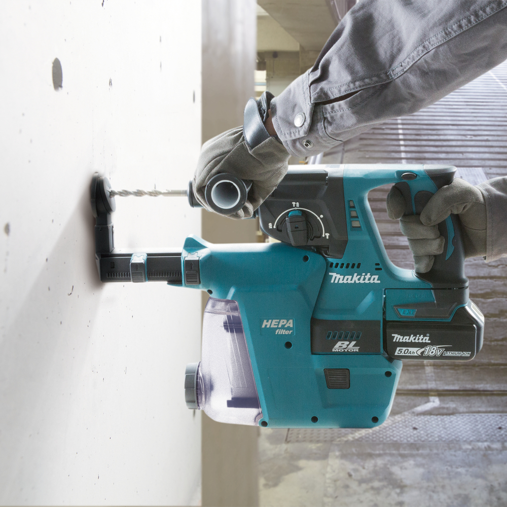Makita DHR243RTJW Akku-Bohr-/Meißelhammer inkl. MAKPAC + 2 Akkus 5.0Ah + Absaugeinheit, Ansicht 2