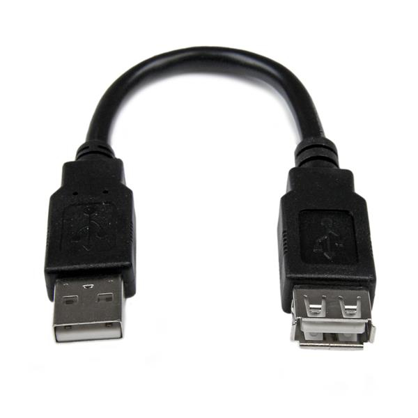 StarTech.com USB 2.0 Verlängerung 15cm - USB-A Verlängerungskabel Stecker auf Buchse - Schwarz - USB, Ansicht 2
