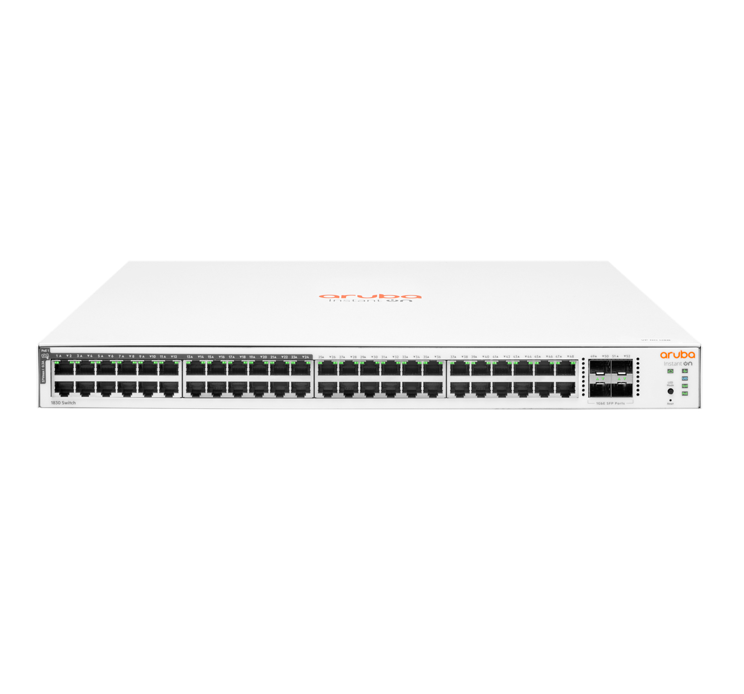 HPE Aruba Instant On 1830 48G 24p Class4 PoE 4SFP 370W Switch - Switch - Smart - 24 x 10/100/1000 + 24 x 10/100/1000, Ansicht 2