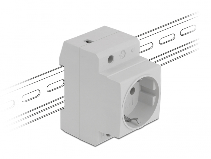 Delock Schutzkontakt-Steckdose für Hutschienenmontage 5 Stück - CEE 7/3 - Grau - Kunststoff - 250 V - 16 A - 64 mm, Ansicht 2