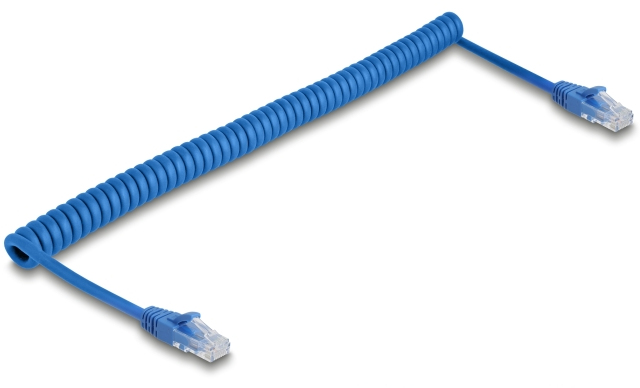 Delock RJ45 Spiralkabel Stecker zu Cat.6 UTP 1.3 m bis 3.3 blau - Netzwerk - CAT 6, Ansicht 3