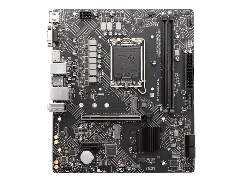 MSI PRO H610M-G - Motherboard - micro ATX - LGA1700-Sockel - H610 Chipsatz - USB 3.2 Gen 1 - Gigabit LAN - Onboard-Grafik (CPU erforderlich)