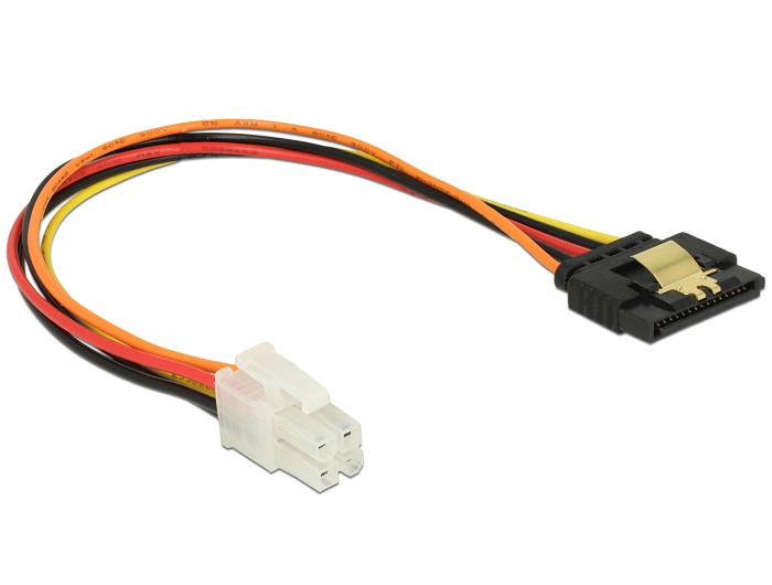 Delock 85519, 0,2 m, P4 4-pin, SATA 15-Pin, Männlich, Weiblich, Gerade