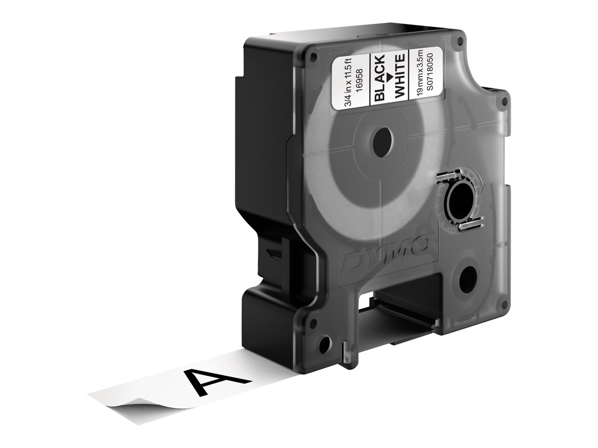 Dymo D1 - Nylon - permanenter Klebstoff - Schwarz auf Weiß - Roll (1.9 cm x 3.5 m), Ansicht 3