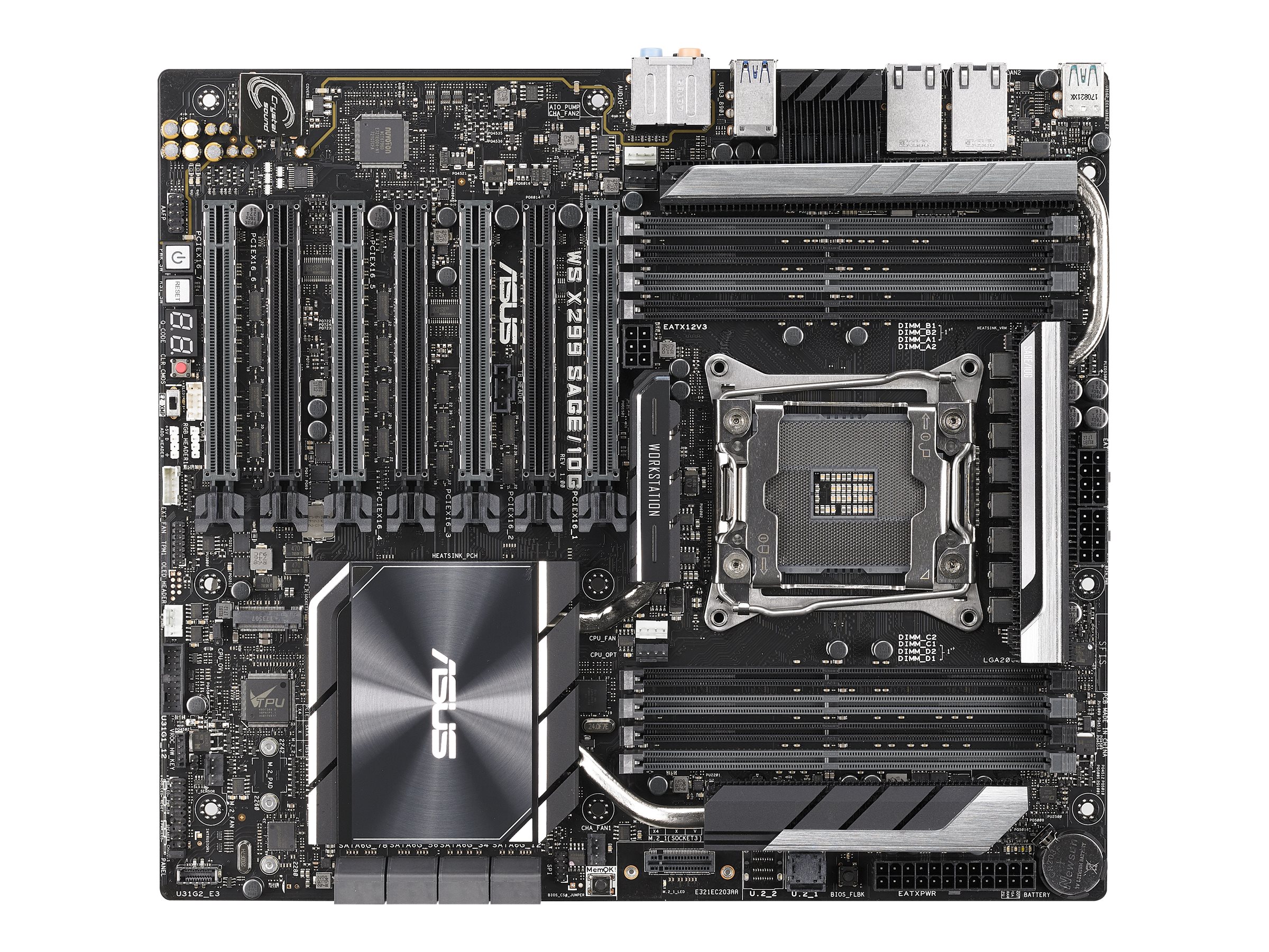 ASUS WS X299 SAGE10G - Motherboard - SSI CEB - LGA2066 Socket - X299 Chipsatz - USB 3.1 Gen 1 USB-C Gen2 USB 3.1 Gen 2 - 2 x 10 Gigabit LAN - HD Audio (8-Kanal)