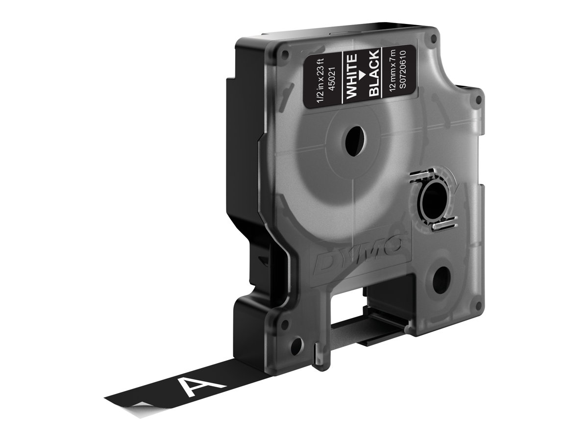 Dymo D1 - Selbstklebend - Weiß auf Schwarz - Rolle (12 cm x 7 m)