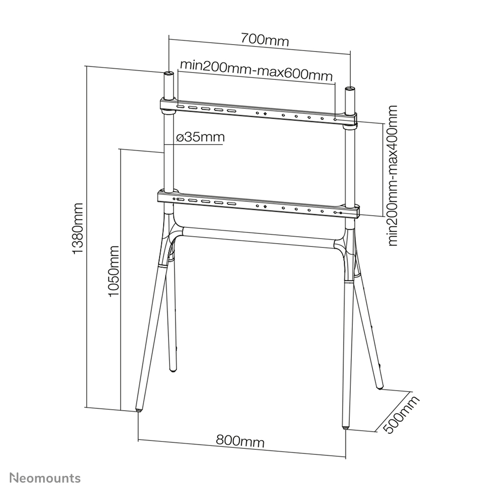 Neomounts Select NM-M1000 - Aufstellung - für LCD-Display - Schwarz - Bildschirmgröße: 94-177.8 cm (37-70), Ansicht 2