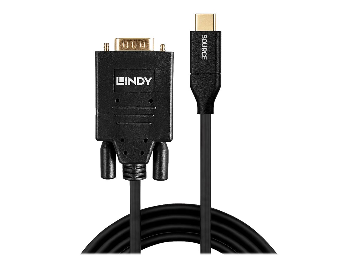 Lindy - Adapterkabel - USB-C männlich zu HD-15 (VGA) männlich - 1 m - Schwarz - rund, 1080p-Unterstützung