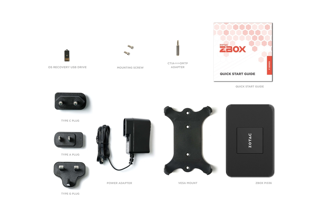 ZOTAC ZBOX P Series PI336 pico - Mini-PC - Celeron N6211 / 1.2 GHz - RAM 4 GB - SSD - eMMC 128 GB - UHD Graphics, Ansicht 2