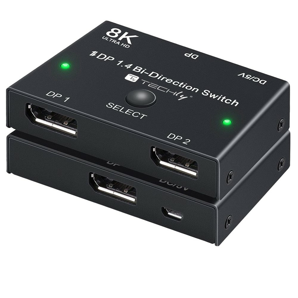 Techly Bidirektionaler Switch 8K DP1.4 Displayport Splitter - Displayport-Eingang, Ansicht 3