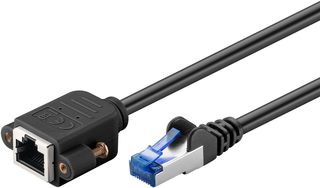 Goobay CAT 6A Verlängerungskabel S/FTP PiMF schwarz - Kupferleiter CU halogenfreier, Ansicht 2