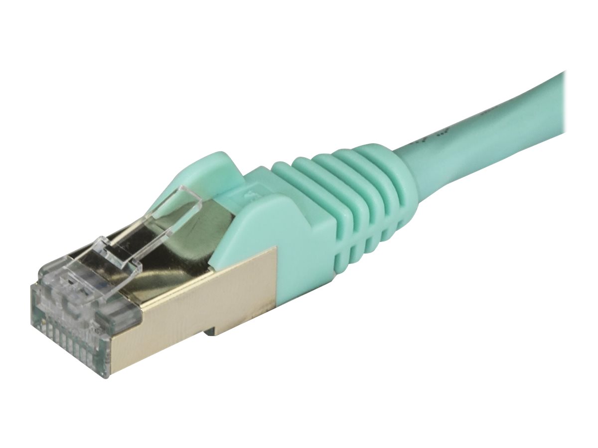 StarTech.com 1m CAT6A Ethernet Cable, 10 Gigabit Shielded Snagless RJ45 100W PoE Patch Cord, CAT 6A 10GbE STP Network Cable w/Strain Relief, Aqua, UL Certified Wiring/TIA - Category 6A - 26AWG (6ASPAT1MAQ)