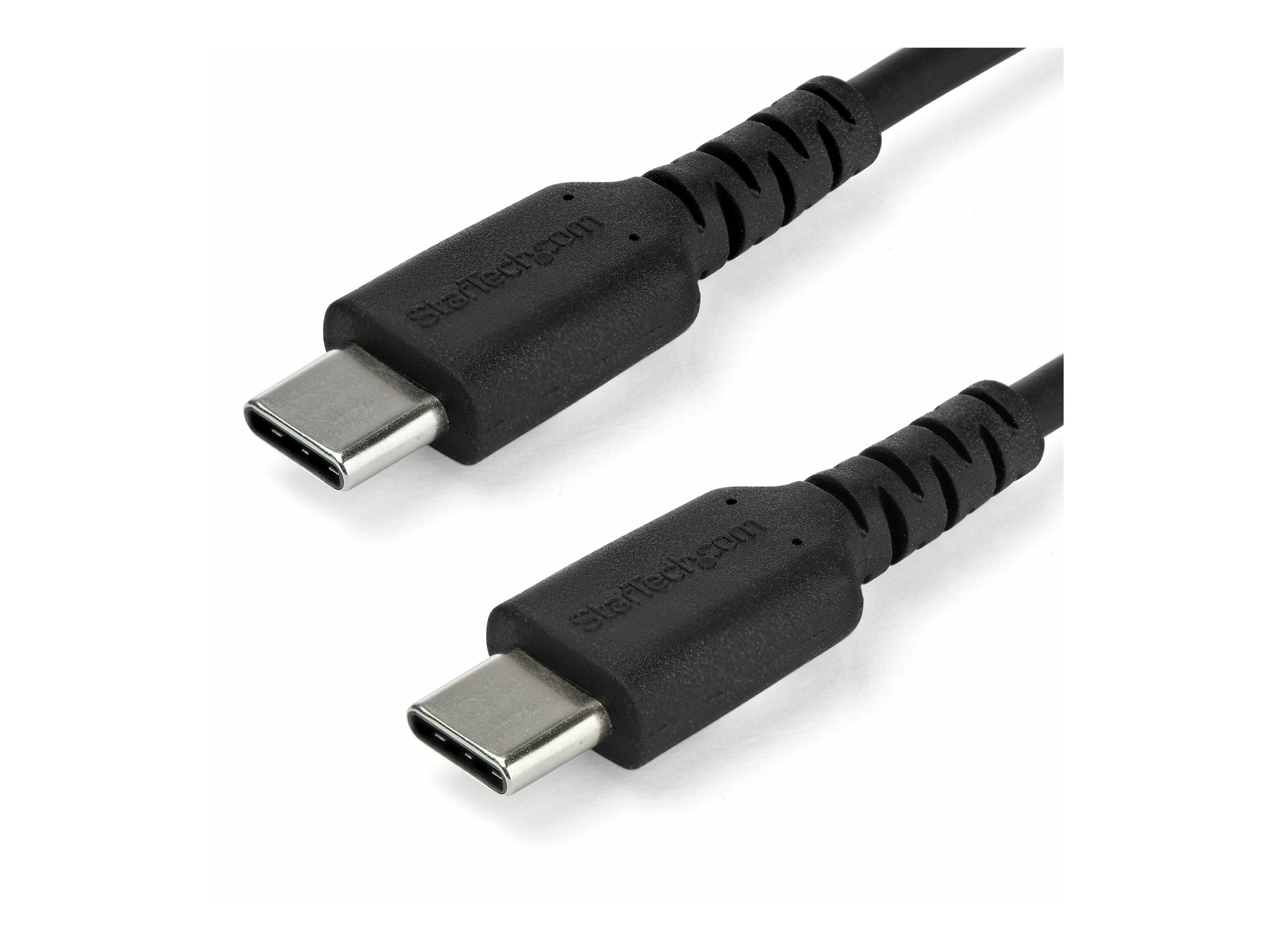 StarTech.com 1m USB-C Ladekabel - Langlebiges USB 2.0 Typ C zu USB C Datenübertragungs-/Schnellladekabel - TPE Mantel Aramidfaser M/M 60W Schwarz - Samsung S10 S20 iPad Pro MS Surface (RUSB2AC1MB)