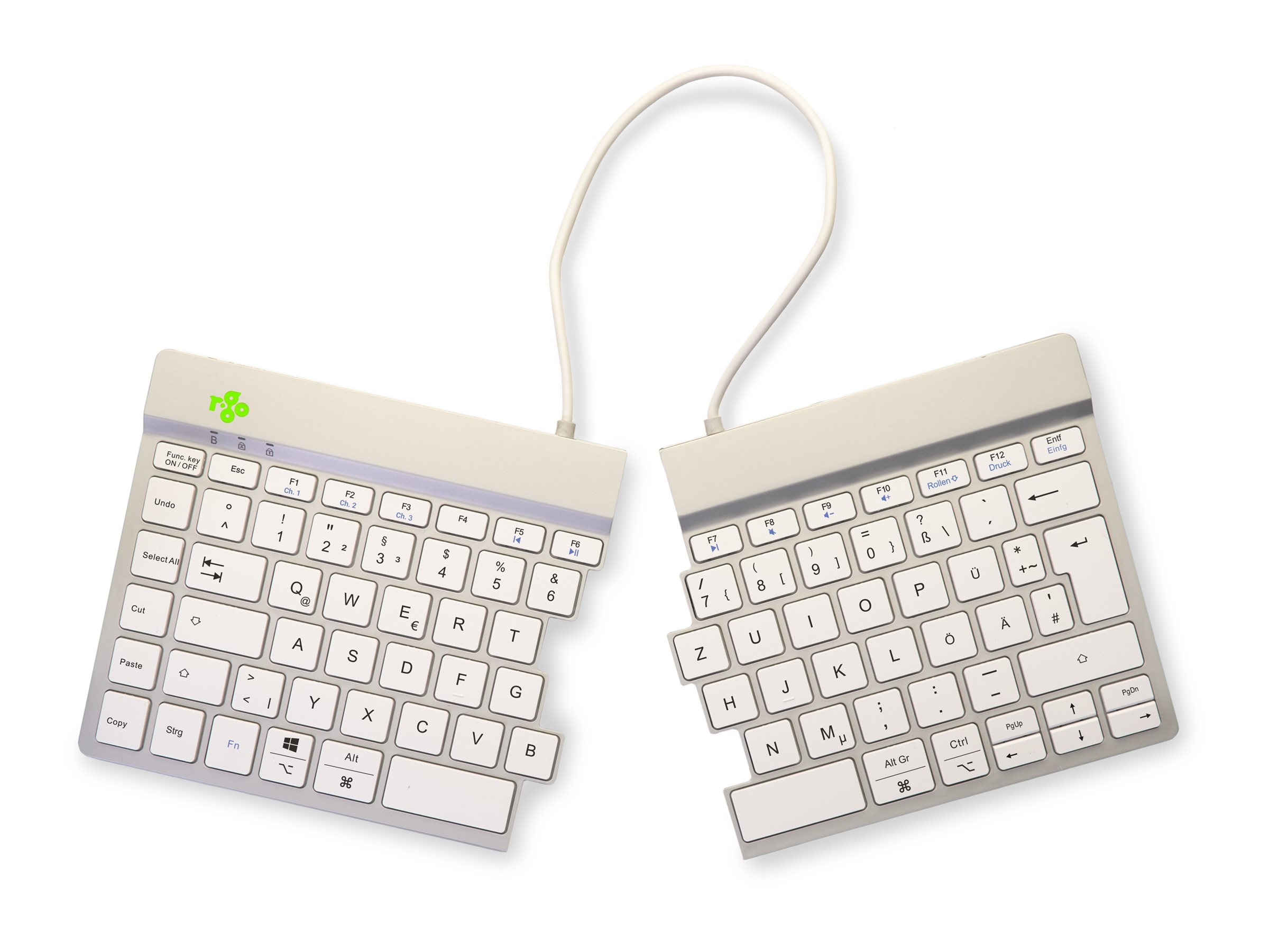 R-Go Ergonomische Tastatur Split break - Tastatur - TL: Deutsch, QWERTZ - Weiß, Ansicht 3