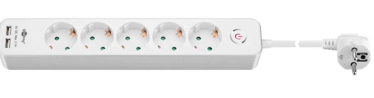 Goobay - Steckdosenleiste - Wechselstrom 230 V - 3680 Watt - Eingabe, Eingang CEE 7/7 - Ausgangsanschlüsse: 5, Ansicht 2
