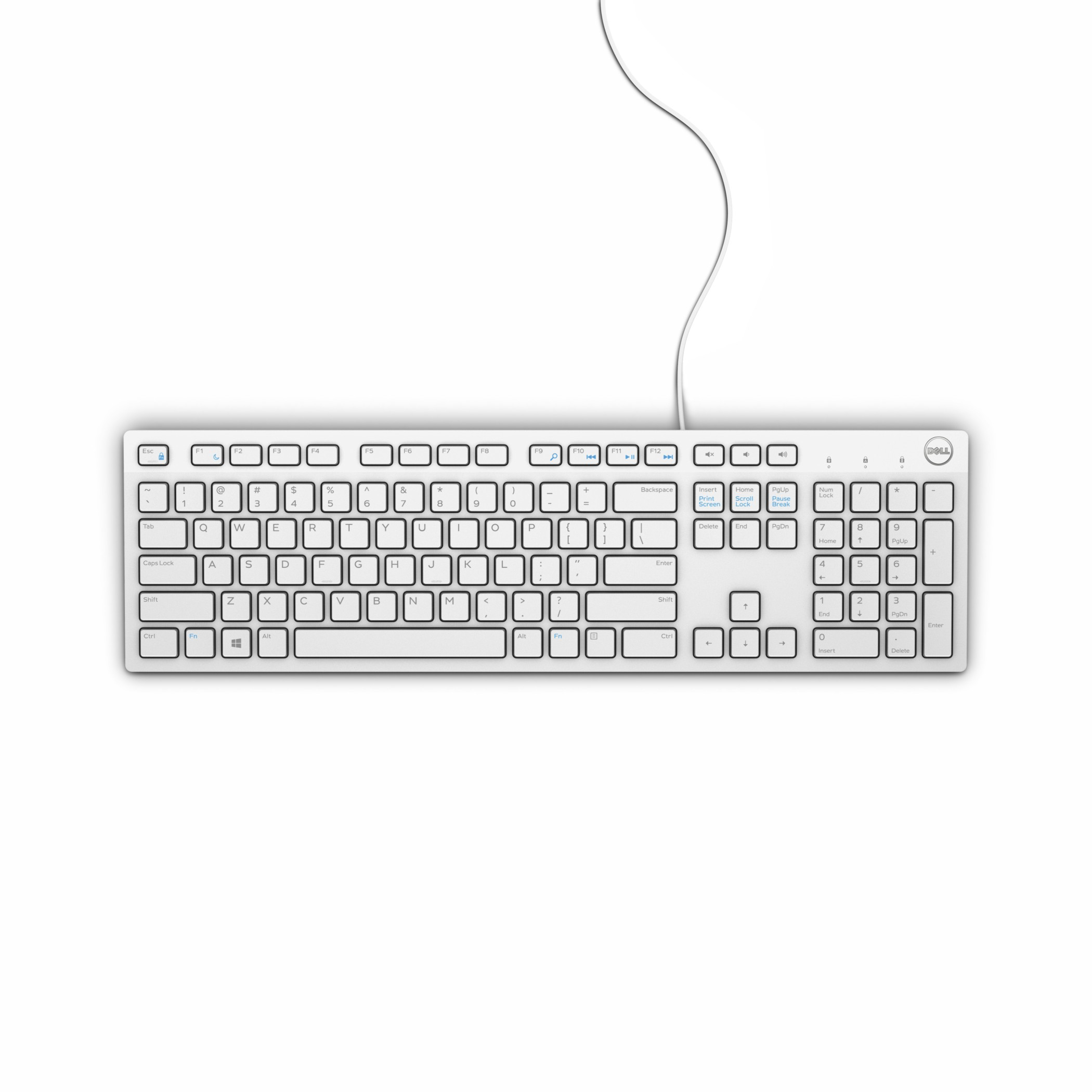 Dell KB216, Volle Größe (100%), Kabelgebunden, USB, AZERTY, Weiß