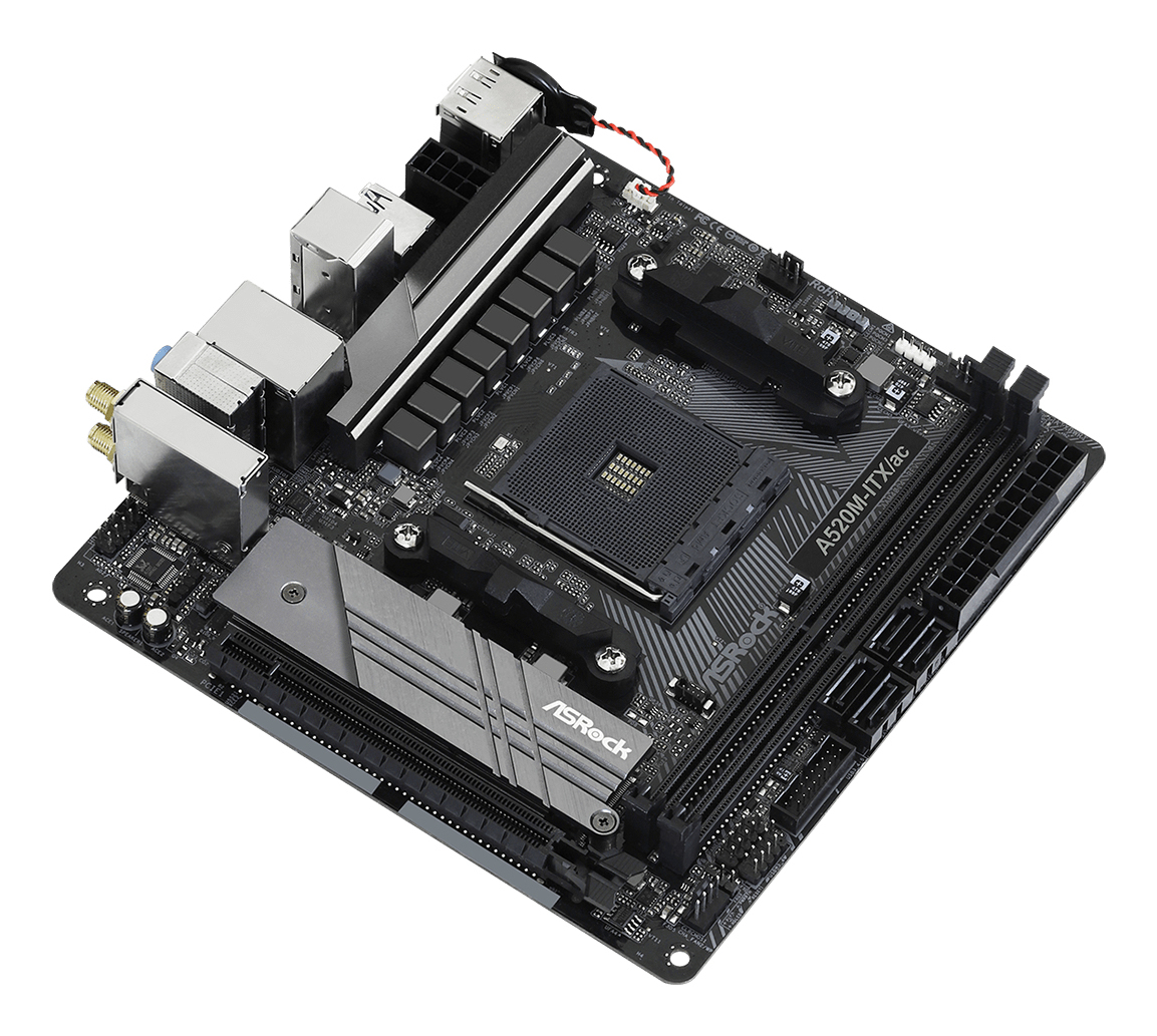 ASRock A520M-ITX/ac - Motherboard - Mini-ITX - Socket AM4 - AMD A520 Chipsatz - USB-C Gen1, USB 3.2 Gen 1 - Gigabit, Ansicht 2