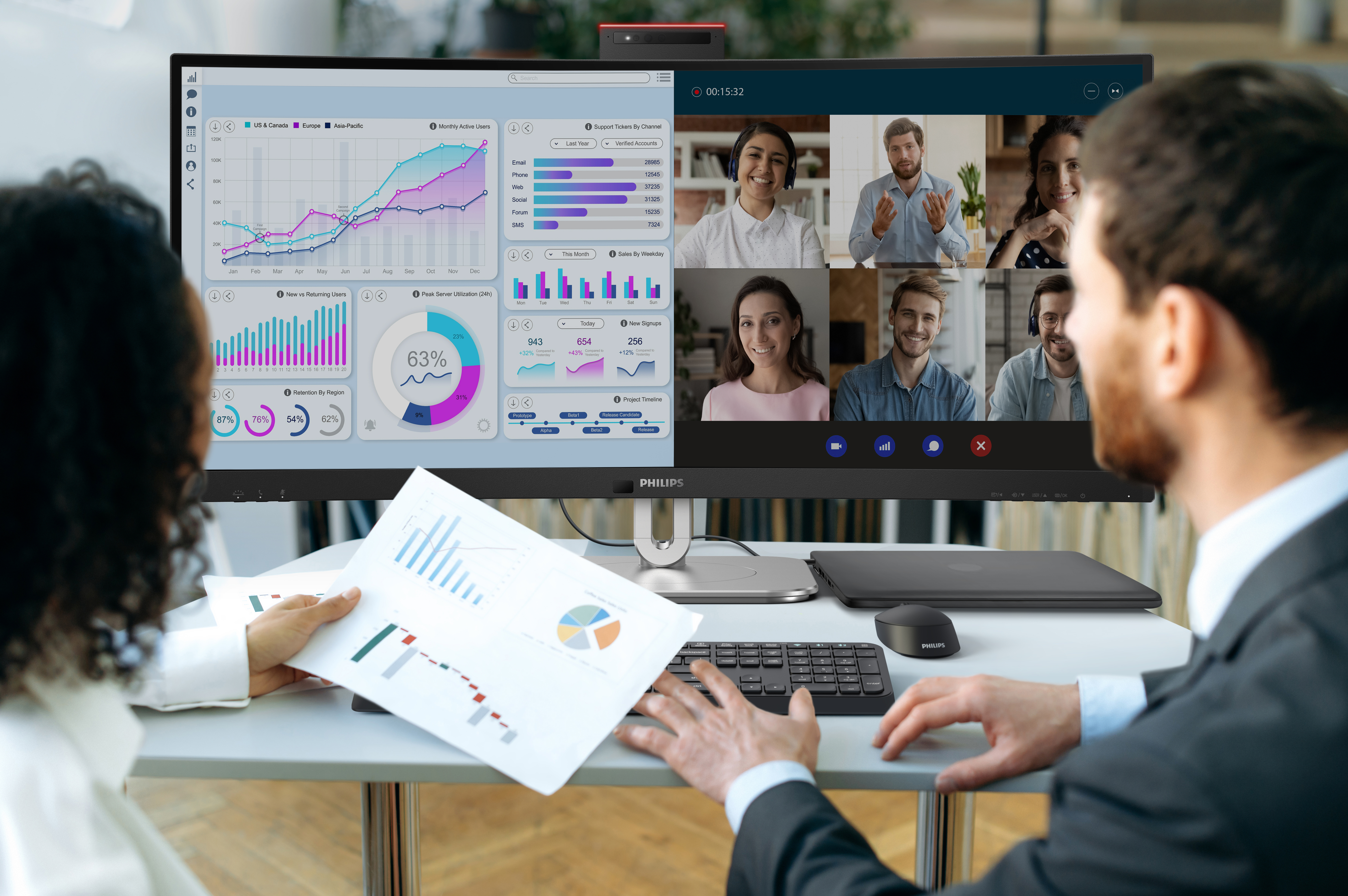 Philips 34B2U6603CH - 6000 Series - LED-Monitor - gebogen - 86.36 cm (34), Ansicht 2