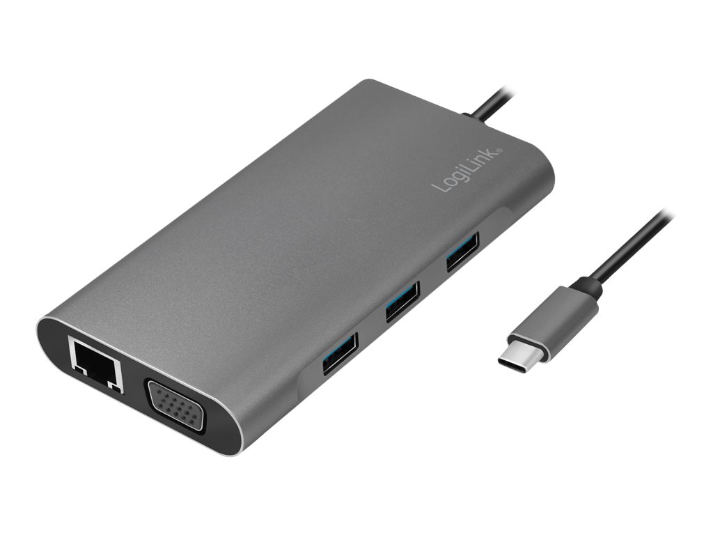 LogiLink Dockingstation USB 3.2 Gen1,USB-C, 10-Port,PD,silb.