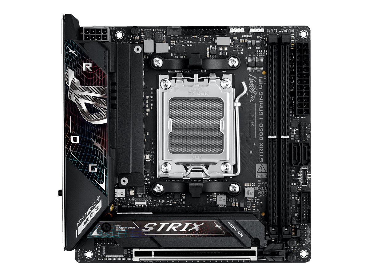 ASUS ROG STRIX B850-I GAMING WIFI - Motherboard - Mini-ITX - Socket AM5 - AMD B850 Chipsatz - USB-C 3.2 Gen 2x2, USB-C 3.2 Gen2, USB 3.2 Gen 2, USB 3.2 Gen 1 - 2.5 Gigabit LAN, Wi-Fi 7, Bluetooth - Onboard-Grafik (CPU erforderlich)