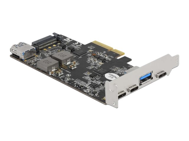 Delock PCI Express x4 Karte zu 3 x USB Type-C + 2 x USB Typ-A - SuperSpeed USB 10 Gbps - Low Profile Formfaktor