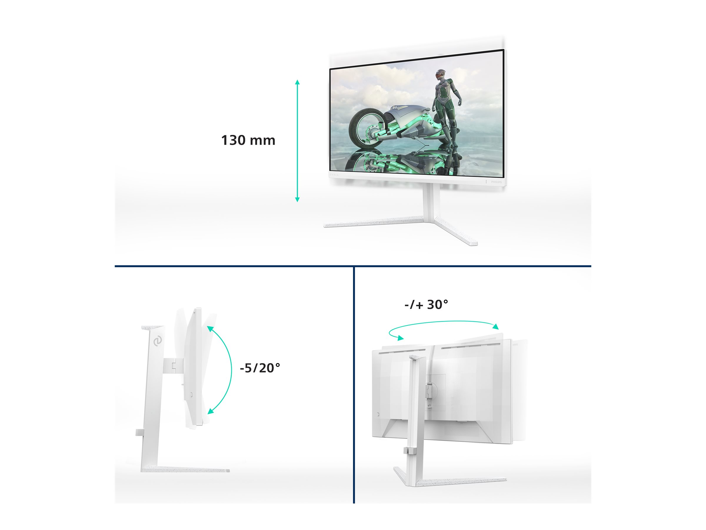 Philips Evnia 27M2N3201A - 27 Zoll Full HD Gaming Monitor 180 Hz 0.5 ms FreeSync Prem - 27 - DisplayPort, Ansicht 4
