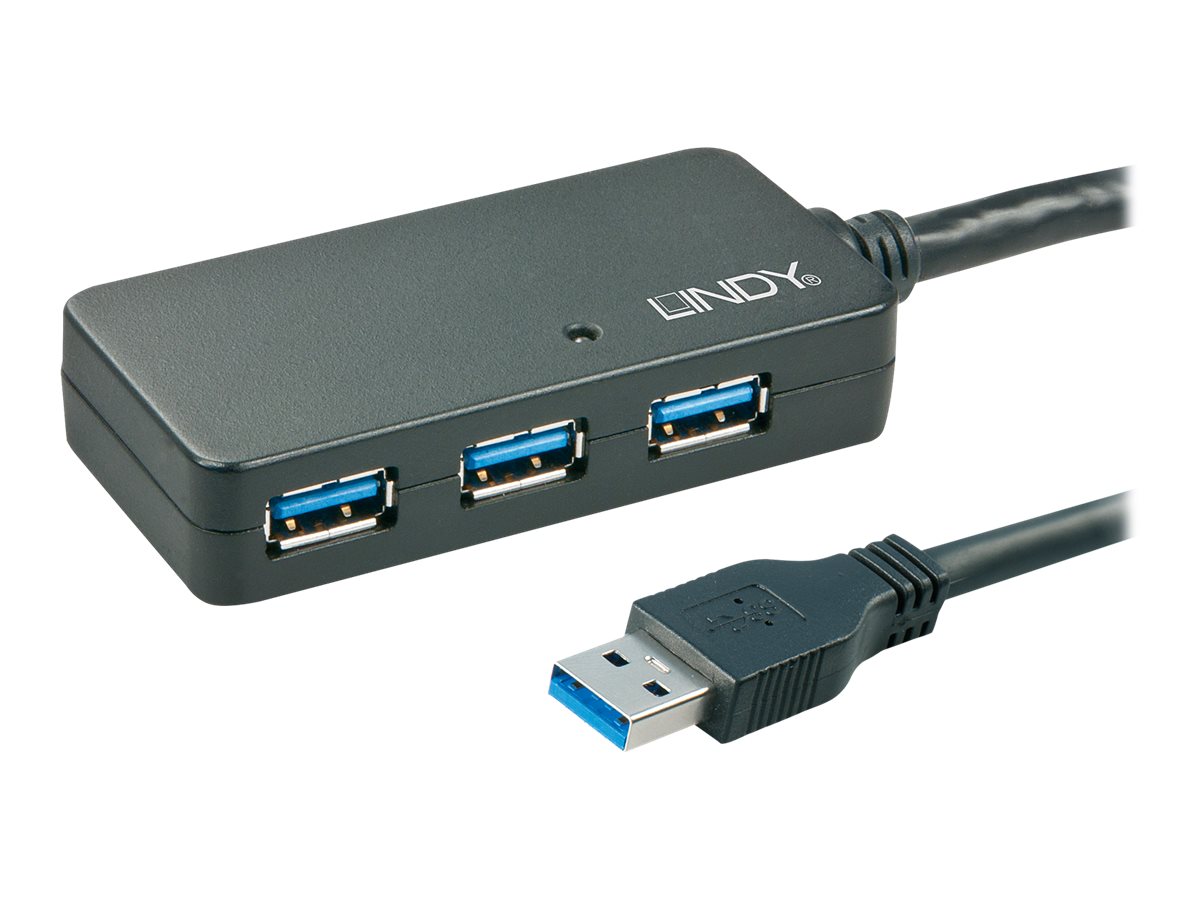 Lindy USB 3.0 Active Extension Pro 4 Port Hub - Hub - 4 x SuperSpeed USB 3.0 - Desktop