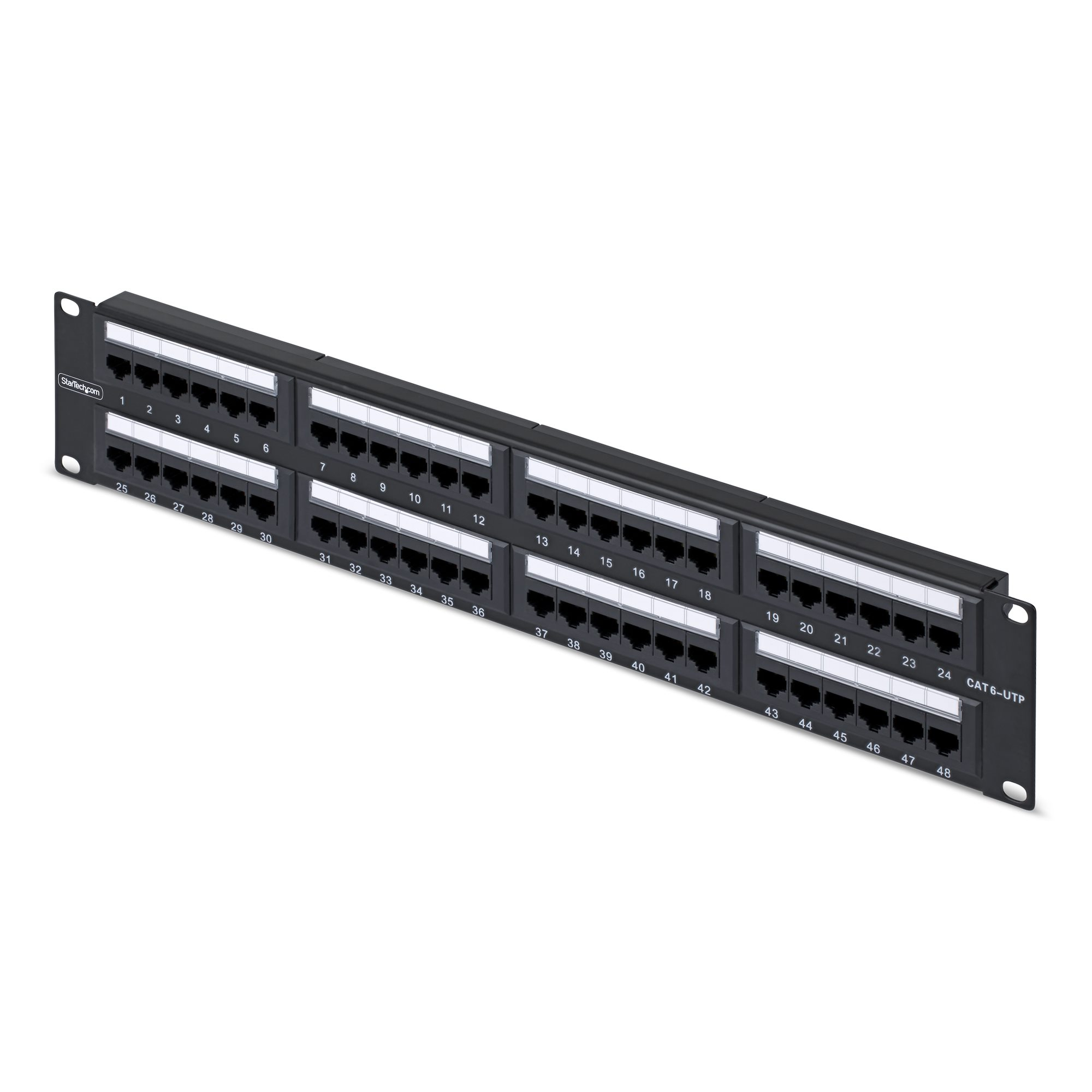 StarTech.com 2U Rackmount Cat6 Patch Panel RJ45 UTP 110 Punch-Down Cat 6 Ethernet - KVM-Umschalter - 48-Port, Ansicht 2