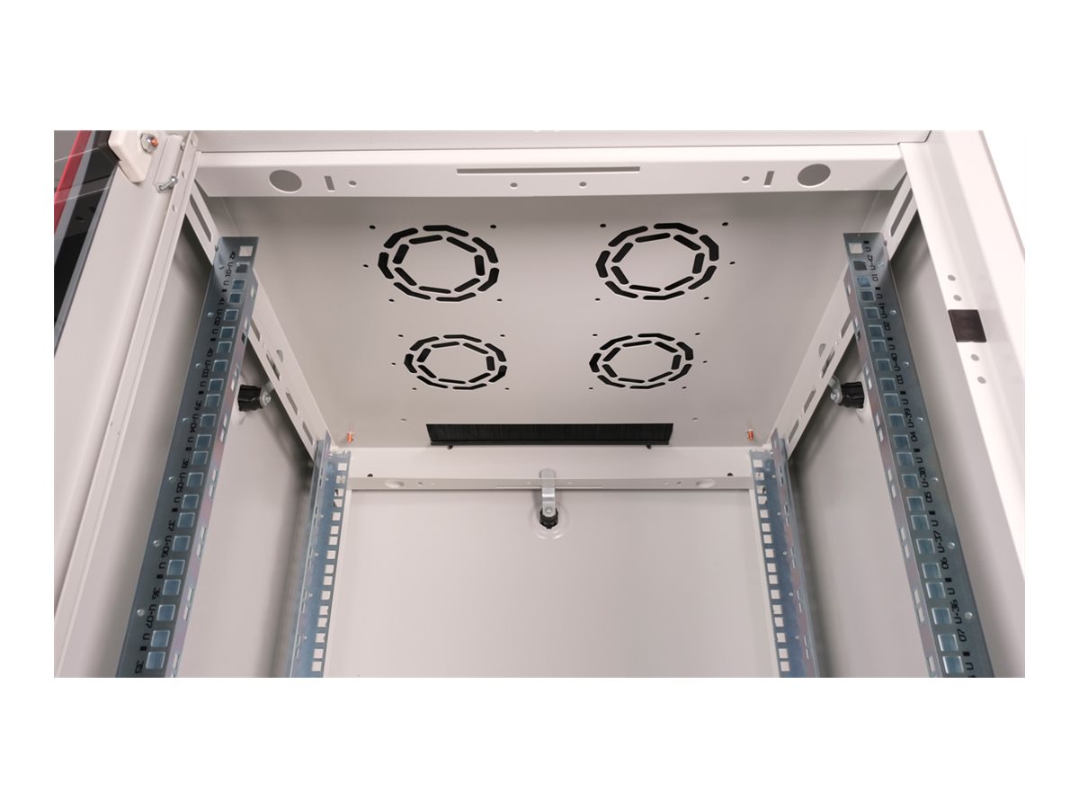 ROLINE 19 Zoll Netzwerkschrank Basic 42 600x600 BxT Glastür grau, Ansicht 4