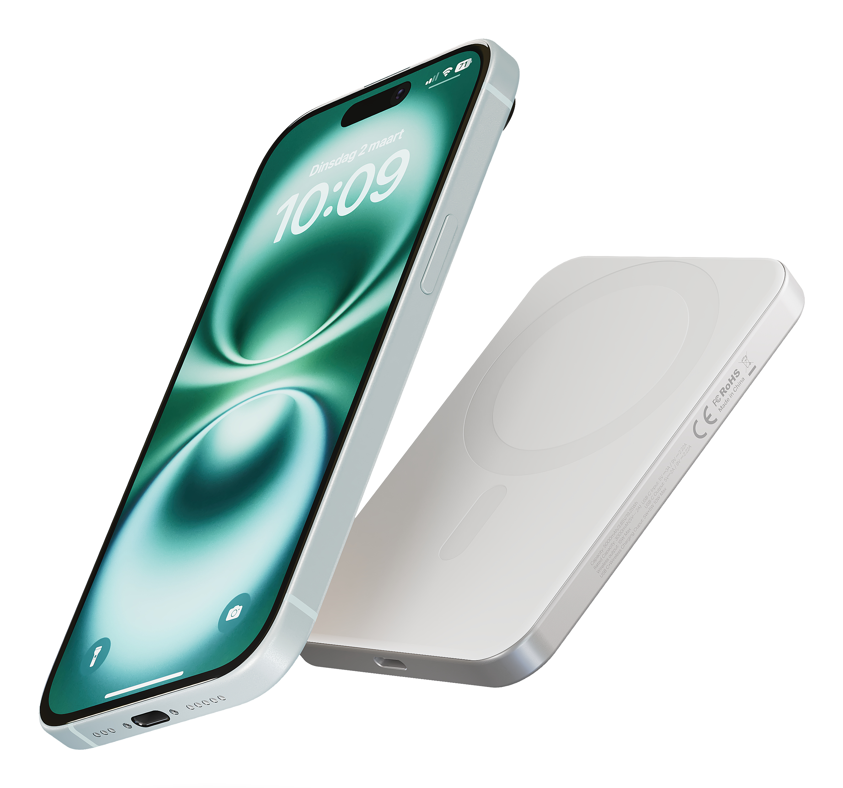 Zens Pro 1 - Induktive Power Bank - dünn - 5000 mAh - Weiß, Ansicht 3