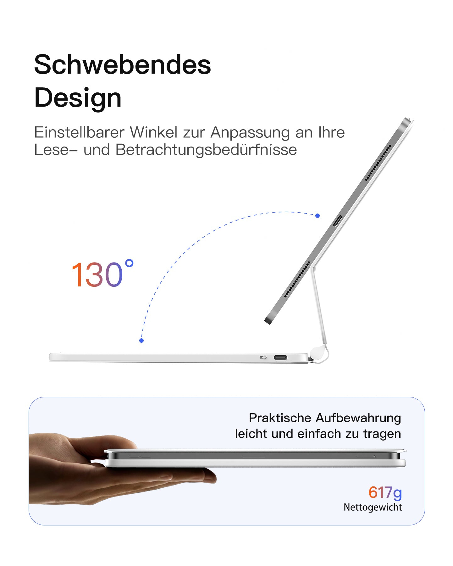 Inateck Keyboard iPad 11 Air 4/7Gen. Com. white - Tastatur - TL: Deutsch, QWERTZ, Ansicht 3