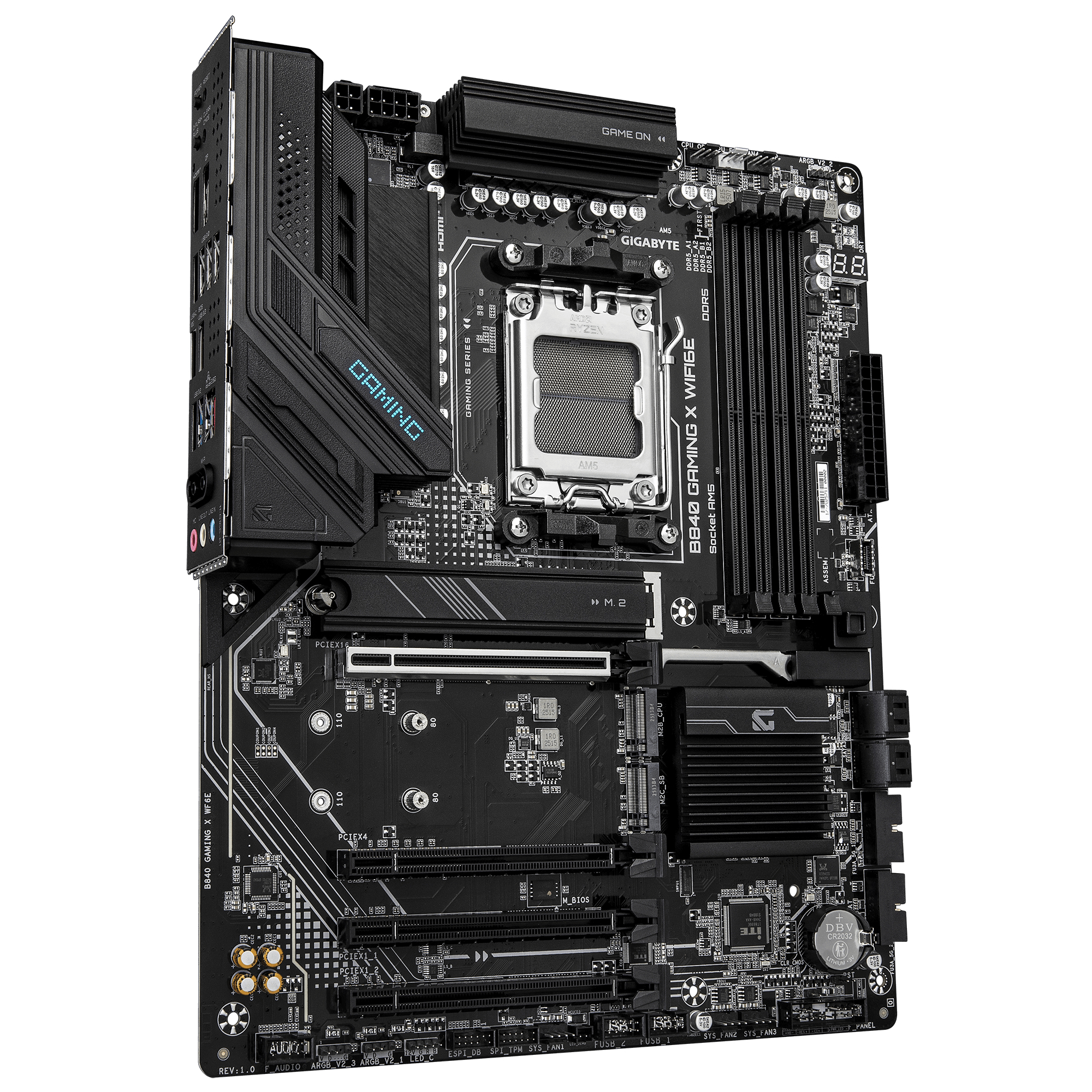 Gigabyte B840 GAMING X WIFI6E - Motherboard - ATX - Socket AM5 - AMD B840 Chipsatz - USB-C 3.2 Gen2, USB 3.2 Gen 1…, Ansicht 3