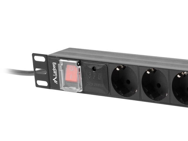LANBERG 19 PDU-Steckdosenleiste 1U 8xSchuko 2,0m 16A sw, Ansicht 4