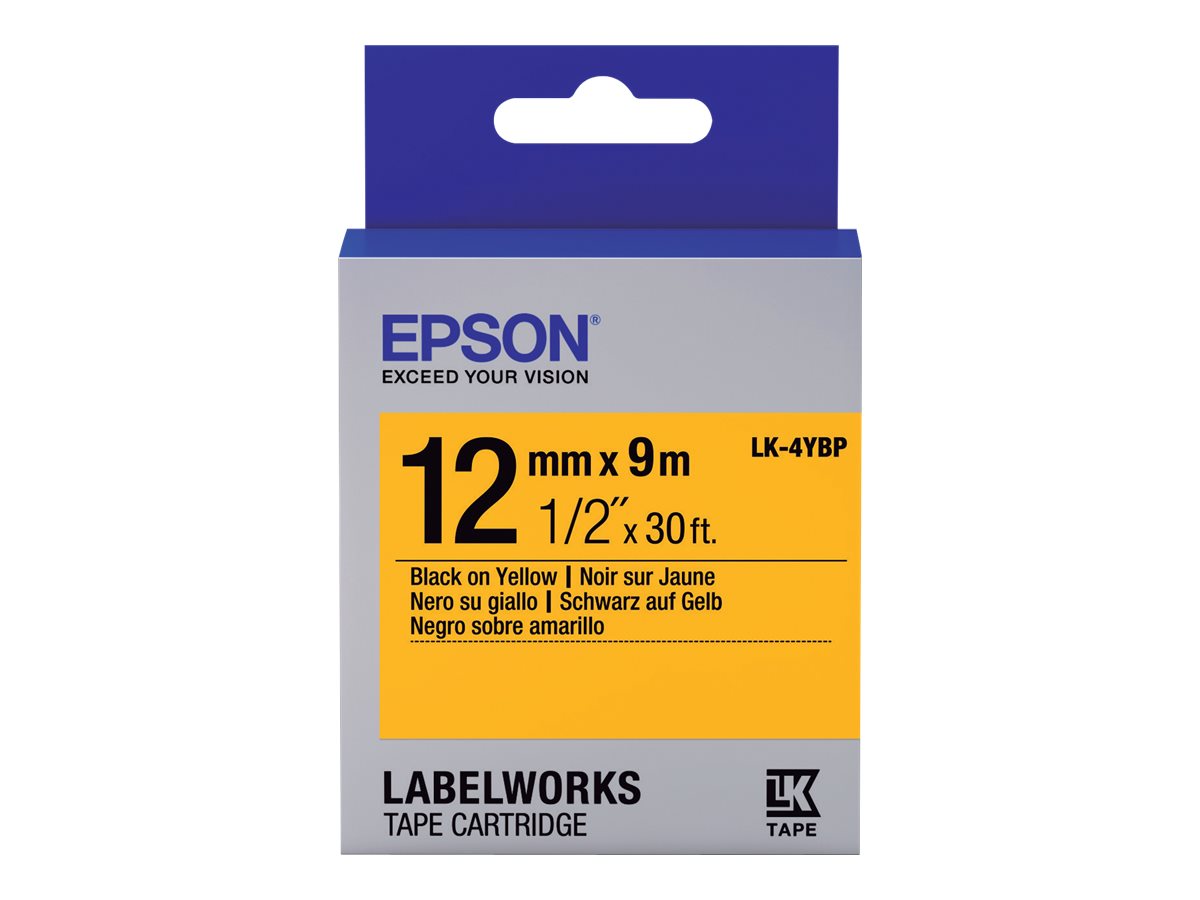 Epson LK-4YBP - Schwarz auf Gelb - Rolle (1,2 cm x 9 m) 1 Kassette(n) Etikettenband - für LabelWorks LW-1000, 300, 400, 600, 700, 900, K400, Z5000, Z5010, Z700, Z710, Z900